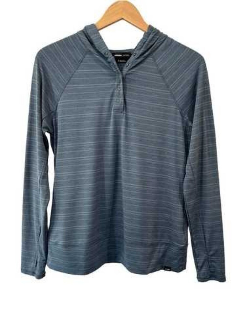 Prana Hooded Long Sleeve Shirt, LN, Dusty Blue, Women's XS